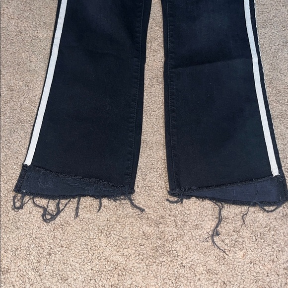 MOTHER The Insider Crop Step Fray Raw Hem Jeans Guilty Racer Black 26 - Picture 6 of 11